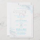 PixDezines 青と銀の手のひら、エンゲージメントパーティー 招待状 (正面)