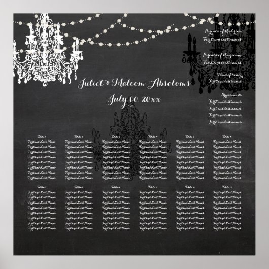 PixDezines 黒板/シャンデリア/席次表 ポスター (正面)