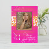 PixDezines 2011卒業式、ホットピンクのハーレクイン 招待状 (スタンド正面)