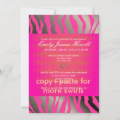 PixDezines 2011卒業式、ホットピンク ハーレクイン 招待状 (裏面)