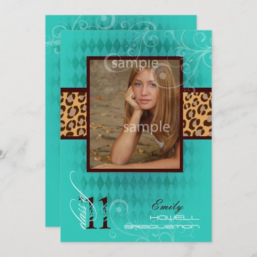 PixDezines 2011卒業版、Leopard Print 招待状 (正面/裏面)