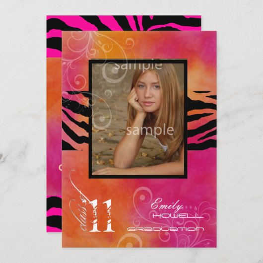 PixDezines 2011卒業、ゼブラ 招待状 (正面/裏面)