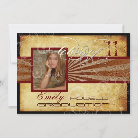 PixDezines 2011卒業、ヴィンテージ/レトロ線 招待状 (正面)