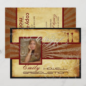 PixDezines 2011年度卒業式 ヴィンテージ/レトロな光線 招待状 (正面/裏面)