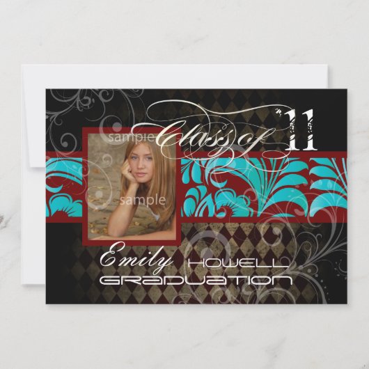 PixDezines 2011 年度卒業式、ハーレクイン 招待状 (正面)