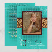 PixDezines 2011 年度卒業式、ヒョウ柄 招待状 (正面/裏面)