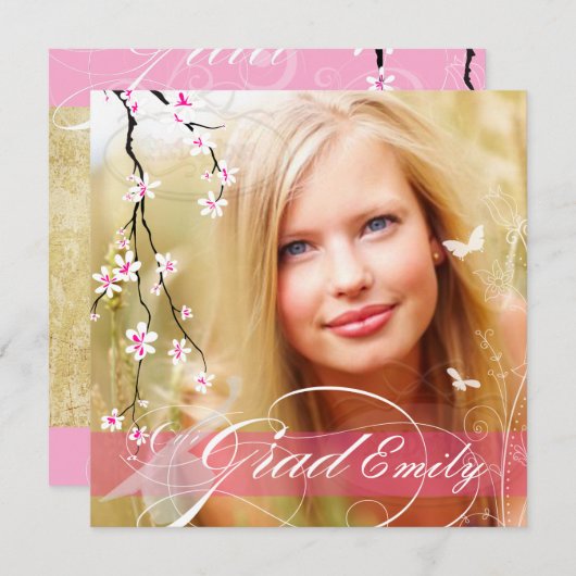 PixDezines 2012卒業写真+ダイの花 招待状 (正面/裏面)