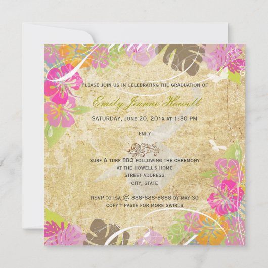 PixDezines 2012卒業写真+ハイビスカス 招待状 (裏面)