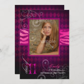 PixDezines 2012卒業版、Zebra Print+Harlequin 招待状 (正面/裏面)