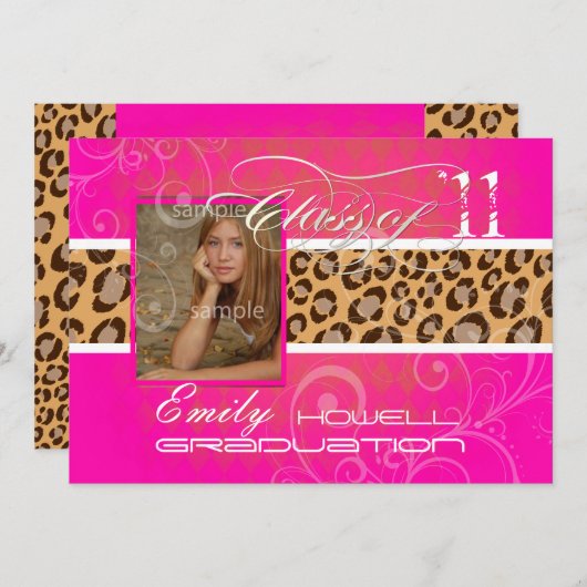 PixDezines 2012卒業/leopard/diy 招待状 (正面/裏面)