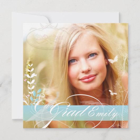 PixDezines 2012年度卒業写真+手作りの花 招待状 (正面)