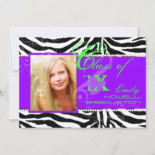 PixDezines 2012 年度卒業生 ゼブラ柄/DIY カラーデザイン 招待状 (正面)