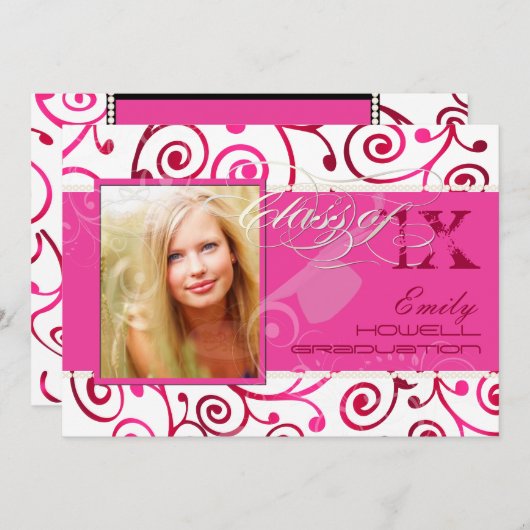 PixDezines 2012 Grads、カップケーキの渦巻き/日色 招待状 (正面/裏面)