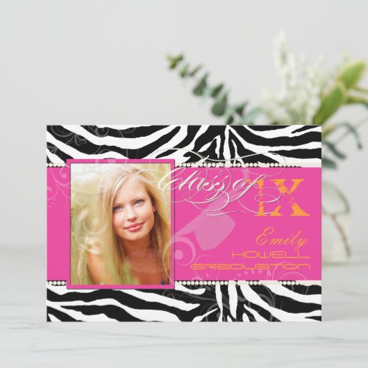 PixDezines 2012 Grads、zebraの印刷/色 招待状 (スタンド正面)