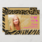 PixDezines 2012 Grads、zebra+cheetah/diyの色 招待状 (正面/裏面)