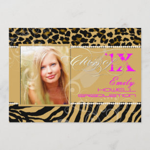 PixDezines 2012 Grads、zebra+cheetah/diyの色 招待状