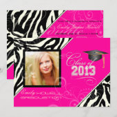 PixDezines 2013年度卒業生 ゼブラ柄/DIYカラー 招待状 (正面/裏面)