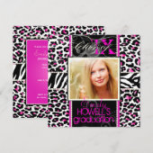 PixDezines 2013 年度卒業生, ヒョウ柄/手作りカラー 招待状 (正面/裏面)