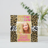 PixDezines 2013 Grads、cheetahプリント/diyカラー 招待状 (スタンド正面)