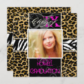 PixDezines 2013 Grads、cheetah+zebra/diyカラー 招待状 (正面/裏面)