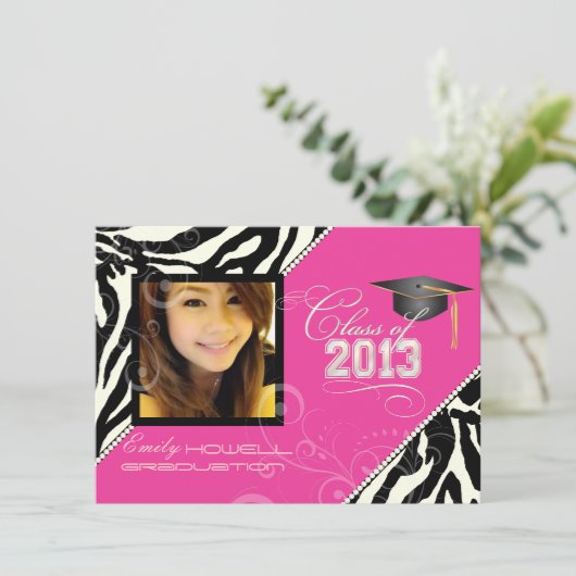 PixDezines 2013 Grads、zebraの印刷/色 招待状 (スタンド正面)