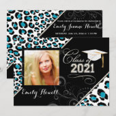 PixDezines 2014年度卒業生, ヒョウ柄/手作りカラー 招待状 (正面/裏面)