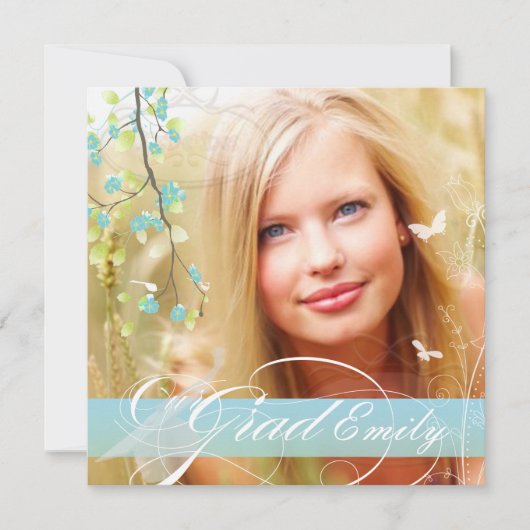 PixDezines 2015卒業写真+ダイの花 招待状 (正面)