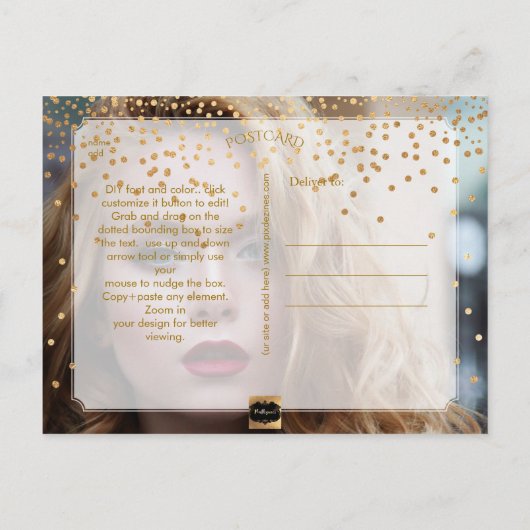 PixDezines 2017大学院写真/メタリックフェイク金ゴールド 案内ポストカード (裏面)