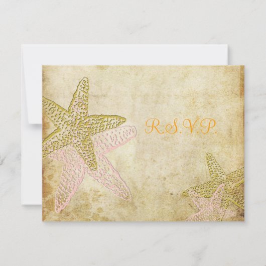 PixDezines 4.25"x5.5" rsvp、5x7用のStarfish 出欠カード (正面)
