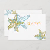 PixDezines 4.25"x5.5" rsvp、5x7用のStarfish 出欠カード (正面/裏面)