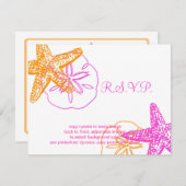 PixDezines 4.25"x5.5" rsvp、5x7用のStarfish 出欠カード (正面/裏面)