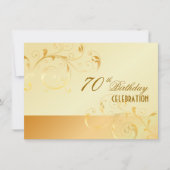 PixDezines 70誕生日/Filigree Swarls/DIYイベント 招待状 (正面)