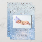 PixDezines Aスターがス生まれター、スター+スノー《写真》ぼけ味 招待状 (正面/裏面)