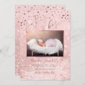 PixDezines Aスターがス生まれター、スター+スノー《写真》ぼけ味 招待状 (正面/裏面)