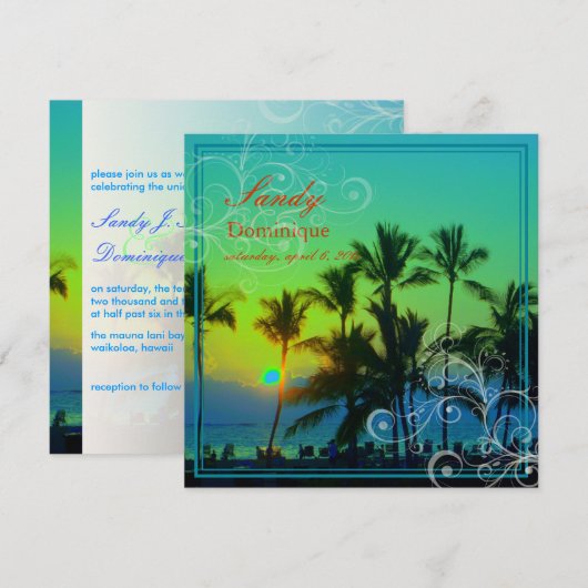 PixDezines A-Bay/ハワイの夕日 招待状 (正面/裏面)
