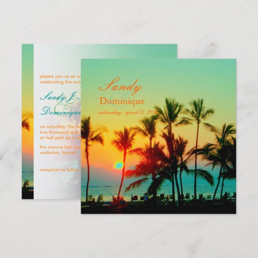 PixDezines A-Bay/ハワイの夕焼け 招待状 (正面/裏面)