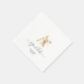 PixDezines A-Z金ゴールドフェイクモノグラム秋の花 スタンダードカクテルナプキン (角)