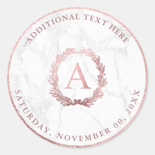 PixDezines A-Z、DIYフェイクバラ金ゴールドモノグラム+大理石 ラウンドシール (正面)