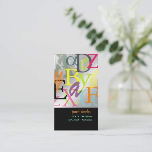 PixDezines ABC、ギリシャのアルファ 名刺 (スタンド正面)