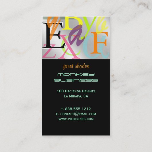 PixDezines ABC、ギリシャのアルファ 名刺 (裏面)