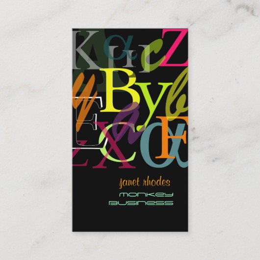 PixDezines ABC、ギリシャ文字α/DIY 背景 名刺 (正面)