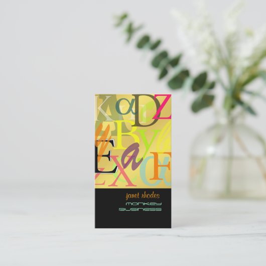 PixDezines ABC、ギリシャ文字アルファ 名刺 (スタンド正面)