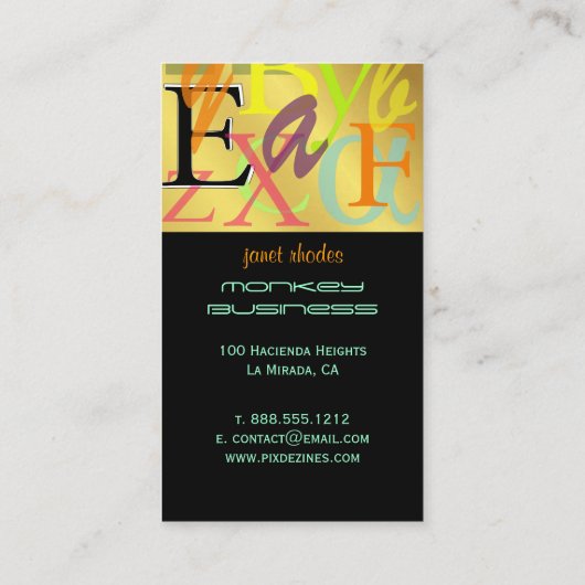 PixDezines ABC、ギリシャ文字アルファ 名刺 (裏面)