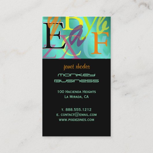 PixDezines ABC、ギリシャ語Alpha/DIYfonts+background 名刺 (裏面)