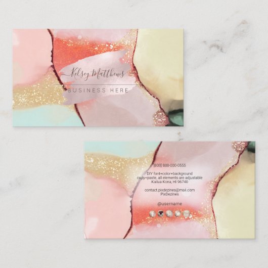 PixDezines Abstract Alcohol n Ink 名刺 (正面/裏面)