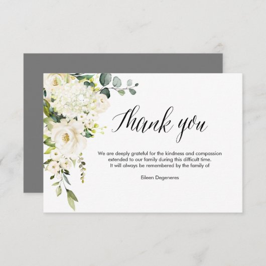 PixDezines Alabasterバラズ忌引ありがとう 招待状 (正面/裏面)