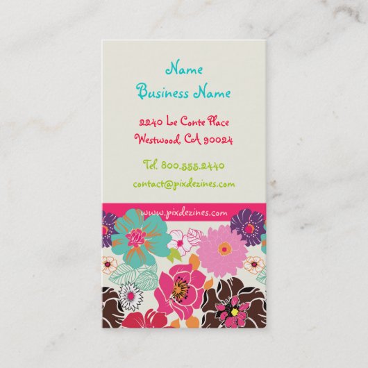 PixDezines Alegreレトロ花模様プロファイルカード 名刺 (正面)
