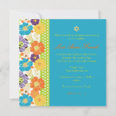 PixDezines Alegre レトロな花柄、バット・ミッツヴァ 招待状 (裏面)