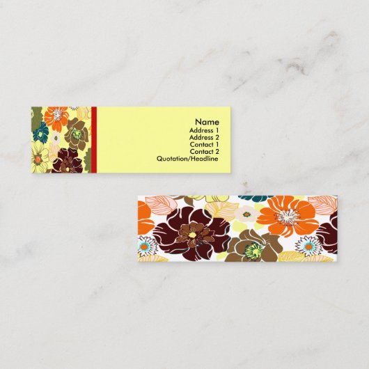 PixDezines alegre retro foral、DIY背景 スキニー名刺 (正面/裏面)