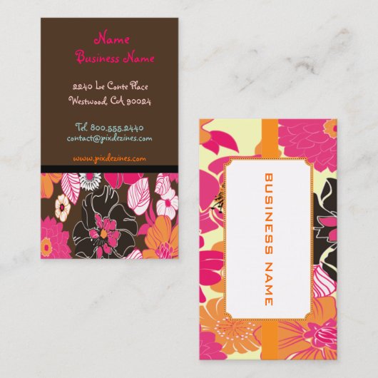 PixDezines alegre retro foral、DIY背景 名刺 (正面/裏面)